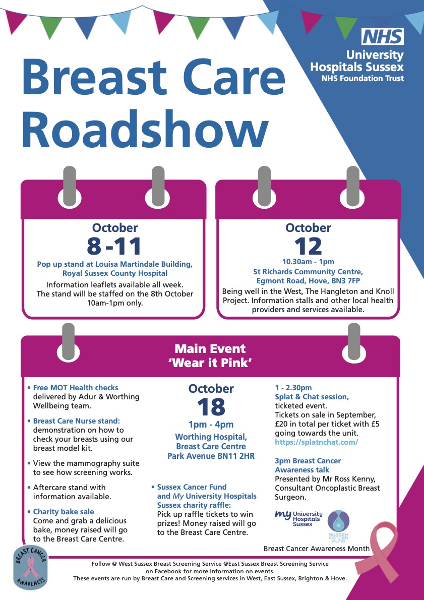 information flyer on breast care roadshow events