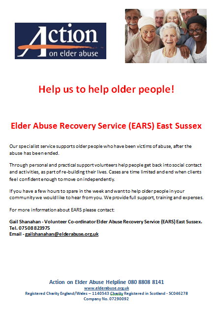 Poster for Action on Elder Abuse, Text Information Detailing Service