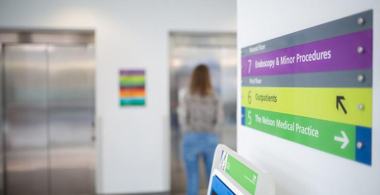 Signage in a hospital.