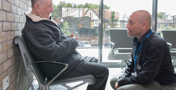 two men talking