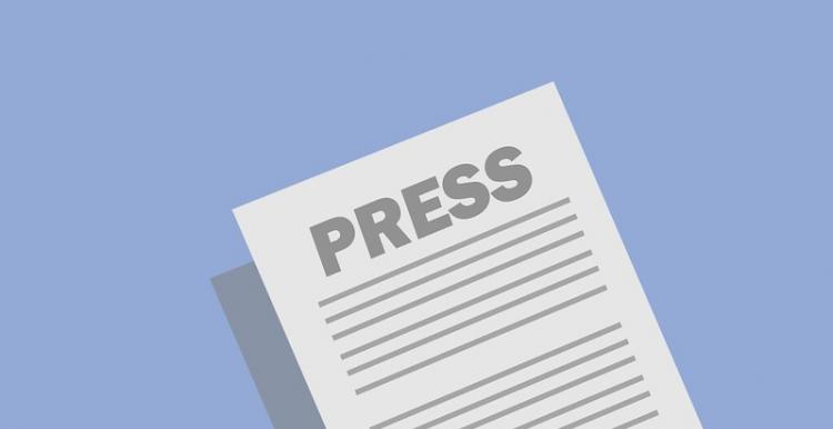 Graphic image, light blue background, White Paper With 'Press' written as a header