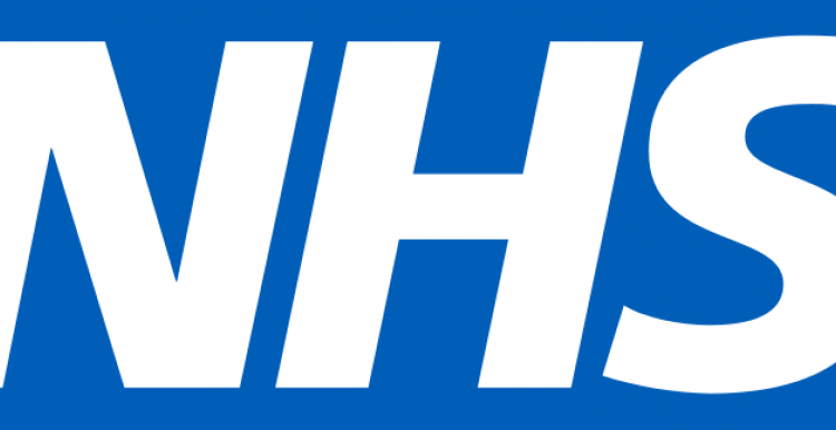 NHS Logo, White Writing, Blue Box