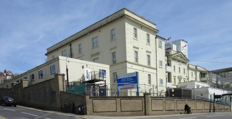 Royal Sussex County Hospital Brighton, side angle view