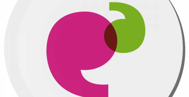 Healthwatch, speech quotations overlapping, one large, one small, green, pink