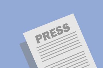 Graphic image, light blue background, White Paper With 'Press' written as a header