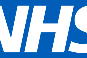 NHS Logo, White Writing, Blue Box