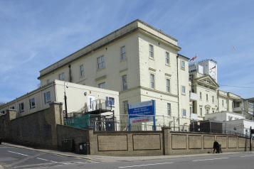 Royal Sussex County Hospital Brighton, side angle view