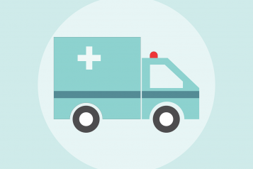 Graphic, Turquoise Colour, Ambulance Side View, Central Alignment