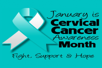 Poster for Cervical Screening Awareness, January, awareness ribbon