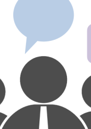 an illustration of humans with speech bubbles 