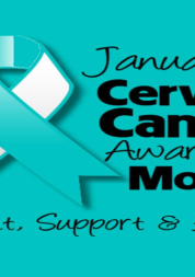 Poster for Cervical Screening Awareness, January, awareness ribbon