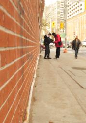 Blurred image, Long shot, 2 people, Exchanging in public